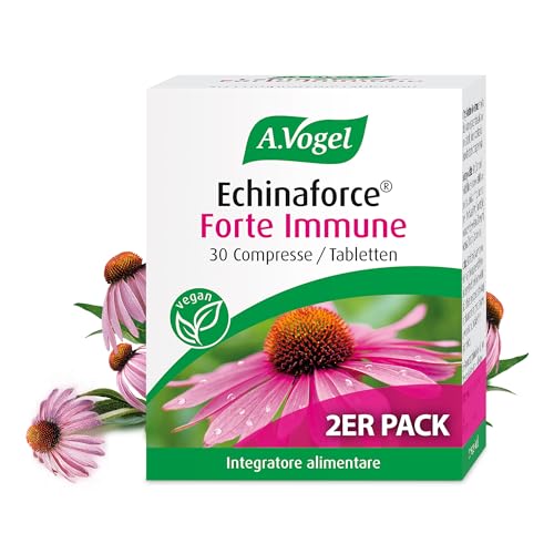 A.Vogel Echinaforce Forte Immune Tabletten 2 x 30 Stück, Immunsystem und Abwehrkraft, Nahrungsergänzungsmittel aus Echinacea Purpurea Extract, vegan, glutenfrei, laktosefrei A.Vogel Echinaforce Forte Immune Tabletten 2 x 30 Stück, Immunsystem und Abwehrkraft, Nahrungsergänzungsmittel aus Echinacea Purpurea Extract, vegan, glutenfrei, laktosefrei