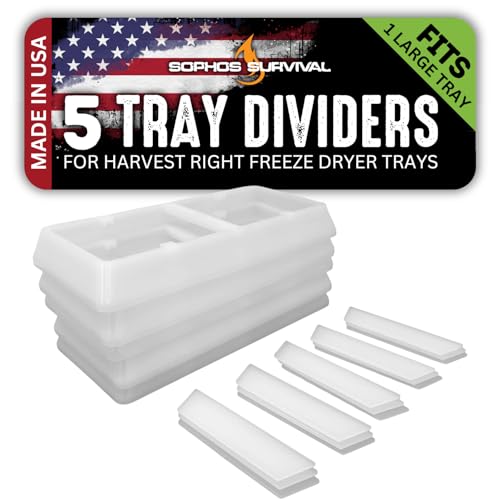 Sophos Survival Tray Dividers for Harvest Right Freeze Dryer Tray - White 5 Sets (Fits 1 Large Tray)