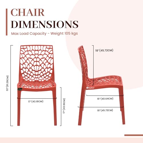 Image of Web Plastic Chair Living Room Without Arm Chair (Jali) Gloss Finish Chair Home, Office, Restaurant, Cafe, Garden, Stackable Chair (5, Red, Standard)