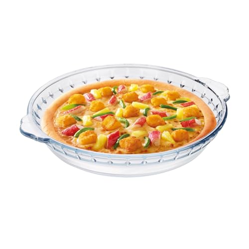 Glass Pie Plate 7' Pie Pans Pie Baking Dishes with Handles for Serving and Baking Glass Pie Dish for Snacks, Salads, Desserts (1)