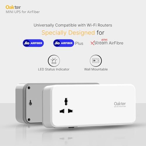 Image of Oakter Mini UPS for AirFiber and AirFiber Plus WiFi Routers | 6x2000 mAh Battery | Power Backup Upto 4 Hours | 12 Months Warranty for UPS | Current Surge & Deep Discharge Protection AirFiber V3.0