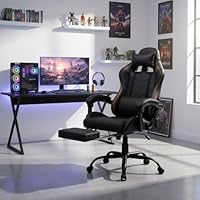 Cadeira Gamer BlackMamba Ergonômica com Inclinação e Apoio para Pernas Preta