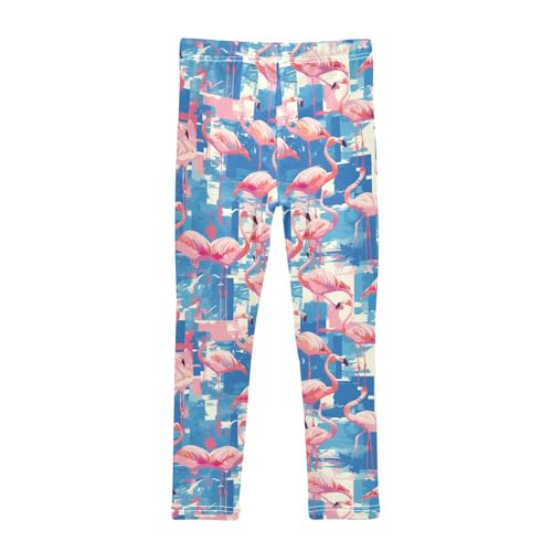 KLL Pink Flamingo Toddler Girls Cotton Pants Fashion High Waisted Leg Yoga Pants Gym2