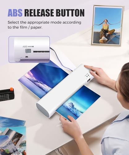 9-inch 4-in-1 thermal laminator machine with never-jam tech includes 40 a4 laminating pouches trimmer amp corner rounder for office amp home use - white
