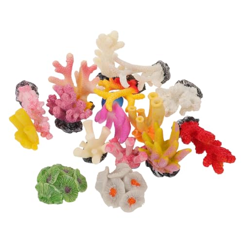 VALICLUD 16個 種 アクアリウム用人工珊瑚装飾 レジン製耐久性ミニコーラル フィッシュタンク用水槽レイアウト オーナメント 水中景観を彩る