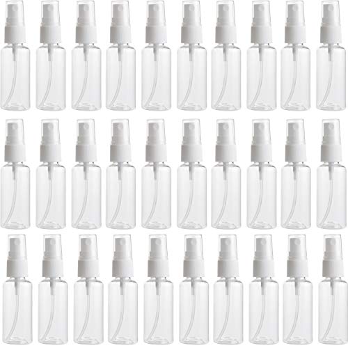 32 Pieces 30ml(1oz) Clear Plastic Mist Spray Bottle Reusable Empty Plastic Travel Size Bottles Fine Mist Bottle with Pump Spray Cap for Essential Oils,travel,perfumes