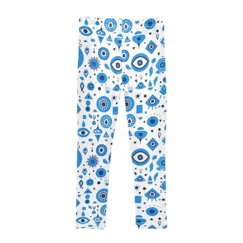 KLL Turkish Blue Evil Eye Dots Minimalist Toddler Girls' Leggings Stretch Full Length Yoga Pants Exercise2