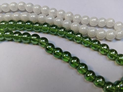Image of Pure Green & White Crystal Beautiful 100 Beads Tasbih, Islamic Salat /Beads Prayer Tasbeeh for Muslims Crafted for Daily Prayer Needs (Pack of 2) Color - Green & White