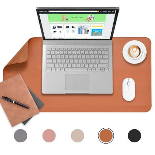 Image of AROPANA Anti-Slip Extended Mouse Pad 60x35cm | PU Vegan Leather Desk Mat | Large Computer Desk Protector Pad with Suede Base for Keyboard, Laptop, Office & Home (Brown)