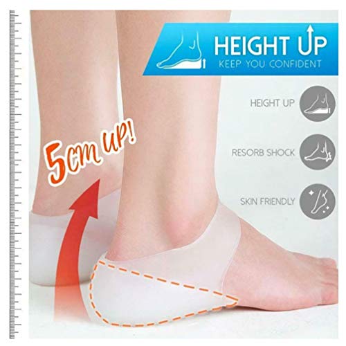 Invisible Height Increase Insole,Height Increase Socks, Wearable Heel Cushion Inserts Shoe Soft Silicone Heel Lift Insole Leg Lengthen for Men and Women