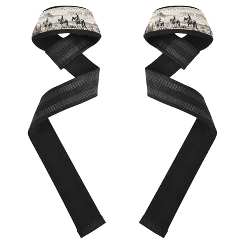 Nander Desert Tribe Cowboy Wrist Straps for Weightlifting,Lifting Straps with Neoprene Cushioned Wrist Padded and Anti-Skid Silicone for Strength Training,Bodybuilding,Deadlifting