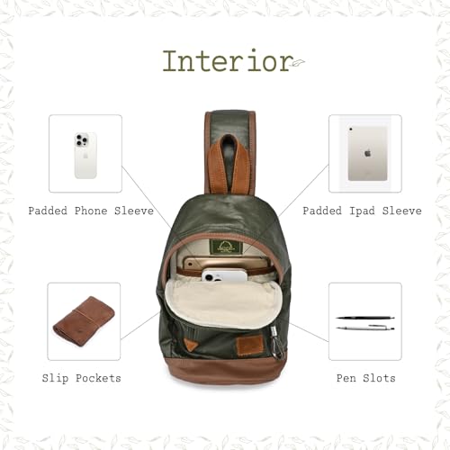 TSD Brand Urban Light Sling Bag | Coated Cotton Canvas, Genuine Leather Accents, Retro Design, Adjustable Strap4