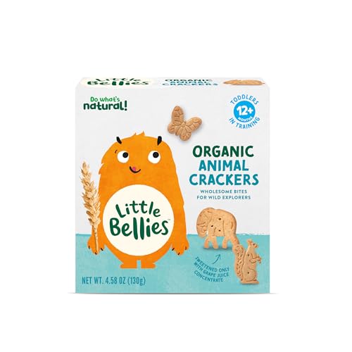 Little Bellies Organic Animal Crackers Toddler Snack (Pack of 5 x 4.58 oz Individual Packs)