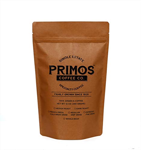 French Press Specialty Coffee, Coarse Ground, Primos Coffee Co (2 Bags - 1 Medium and 1 Dark Roast)