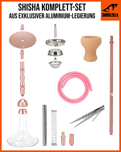 Smokezilla® MINYA Basic Shisha Set Rosegold - Schlauch + Anschluss & Mundstück - Inklusive Shisha Zubehör Mit… – Bild 3
