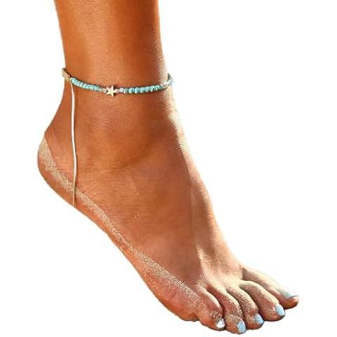 SINLOV Boho Layered Turquoise Anklet for Women Cover