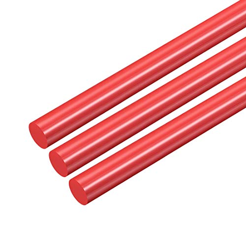 uxcell 3pcs Plastic Round Rod 5/16 Inch Dia 20 Inch Length Red (POM) Polyoxymethylene Rods Engineering Plastic Round Bars(8mm)