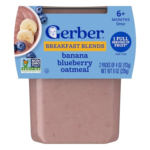 GERBER 2nd Food Infant Cereal Banana Blueberry Oatmeal 2x4oz