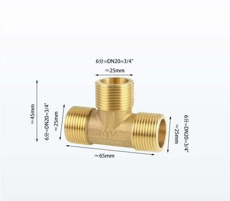 Raccordo a T in ottone, adattatore filettato BSP a 3 vie, accoppiamento filettato femmina e maschio, dimensioni disponibili 3/4", 1", 1 1/4", 2" per tubazioni idrauliche dell'acqua e aria (1,11/2" FFF
