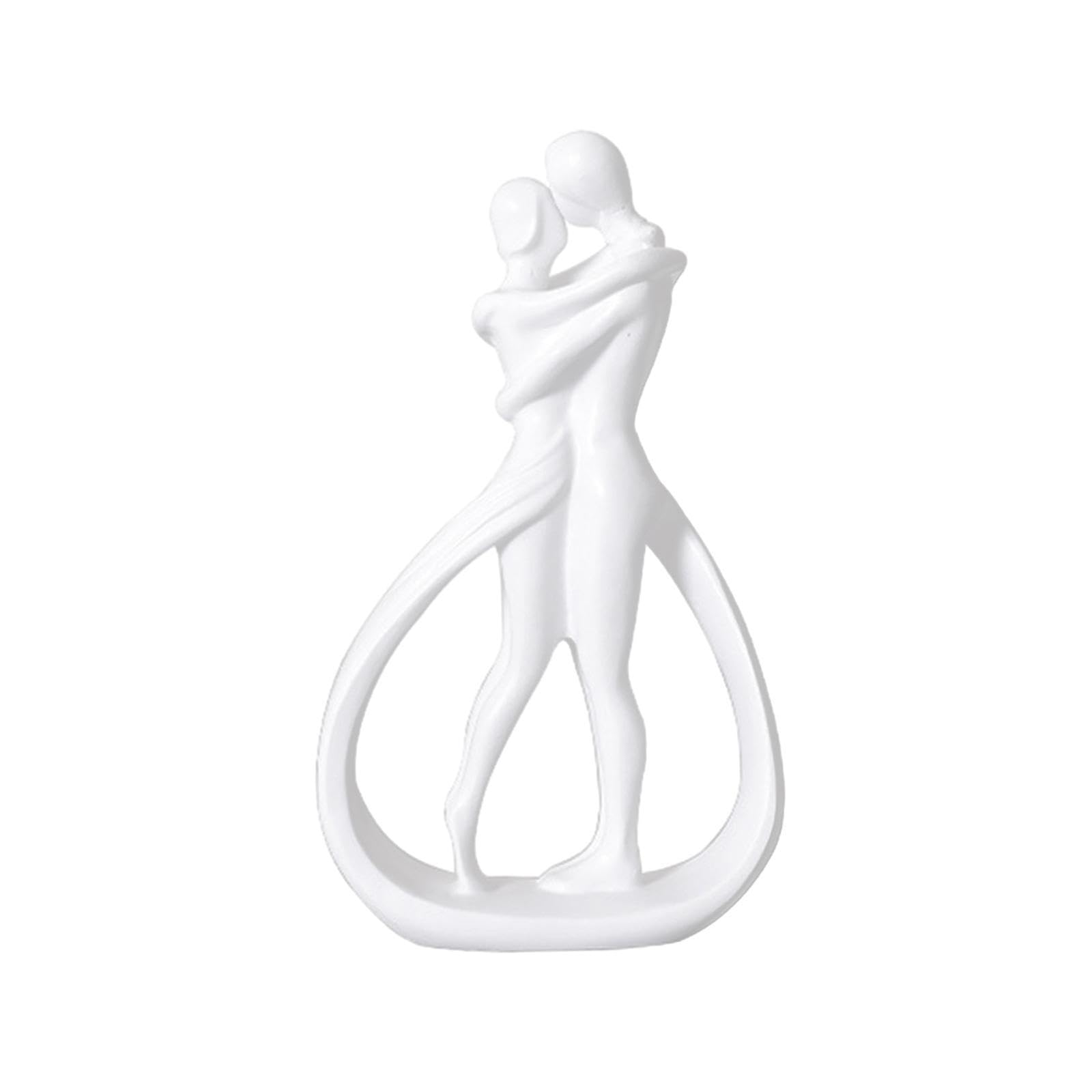 TWISAXC Couple Statue Sculpture Resin Hugging Couple Figurine Nordic Ornament For Home Table Bookshelf Smooth Romantic Lovers Embrace Statue Ornaments Resin, White