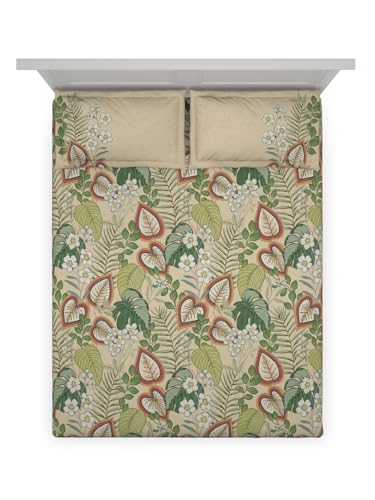 Image of DDECOR Live beautiful Cotton Queen Bed Sheet Set with 2 Pillow Covers (229 CM X 274 CM, Green) Digital Print Classical 145TC GSM
