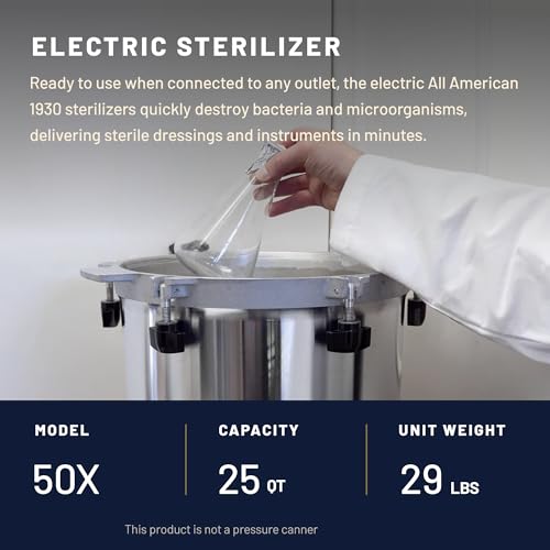 Image of All American 1930 50X Sterilizer - 25 qt - Electric Sterilizer - Metal-to-Metal Seal - Includes Rack - Made in the USA