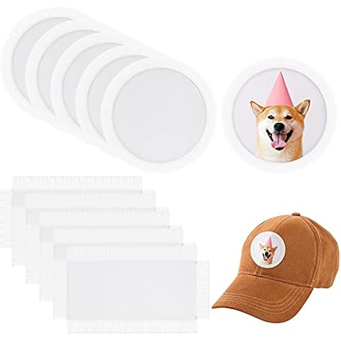 10 Pieces Sublimation Patch Blank Heat Transfer Patches Rectangle Round Blank Patch Sublimation Blank Fabric Repair Patch Iron-on Blank Patches for Clothes Hats Uniforms or Other Objects, Furred Edge Cover