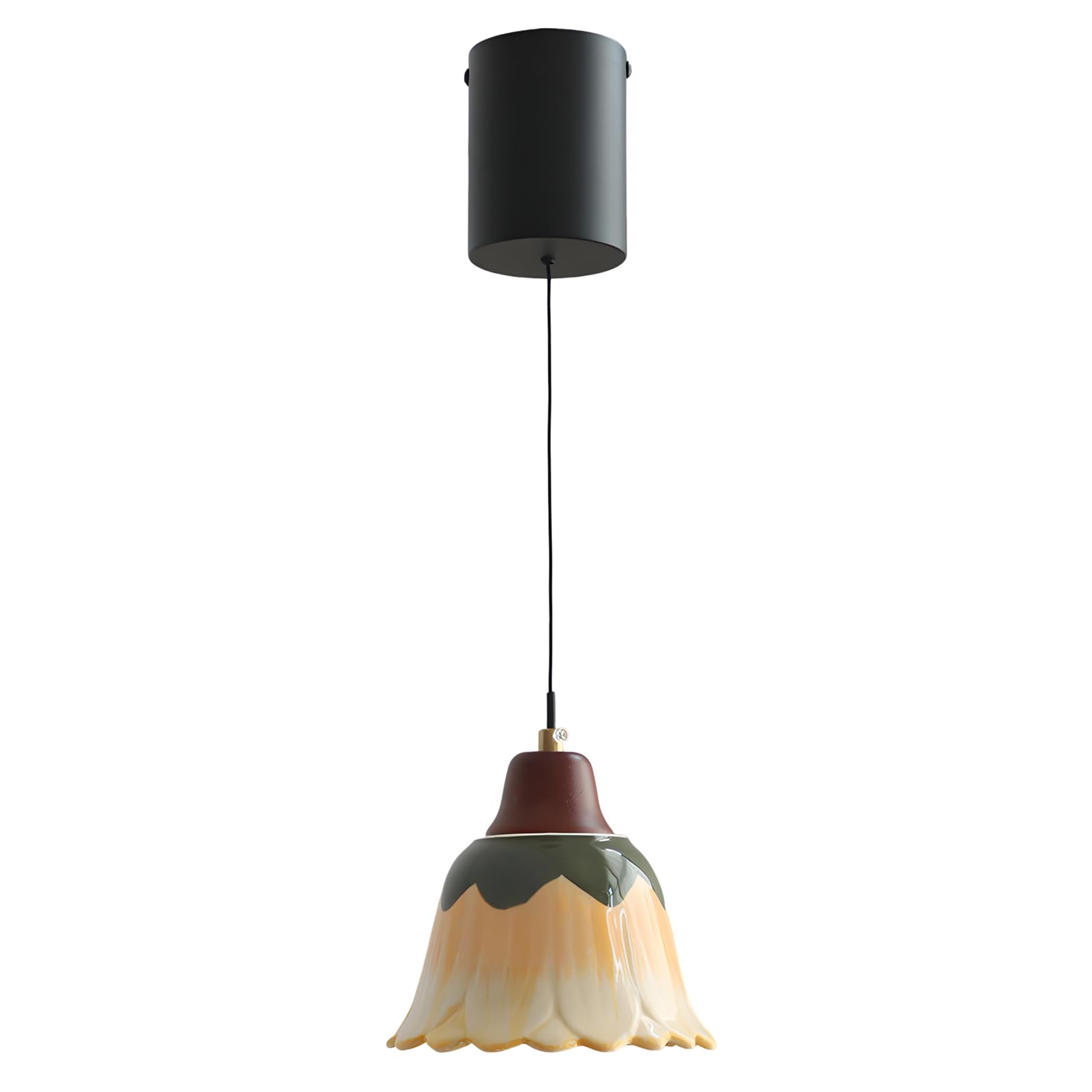 YNVIOZM Modern Ceramic Pendant Light Mid Century Pumpkin Shaped Design Small Chandelier Adjustable Farmhouse Hanging Ceiling Lighting Fixture for Kitchen Island Dining Room Bedroom