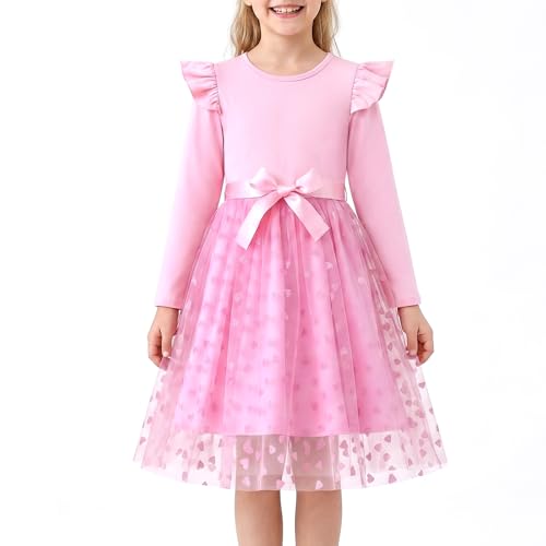 Image of Toddler Little Girls Casual Dresses Short Sleeve Crew Neck Graphic Cartoon Dress for 2-8 Years