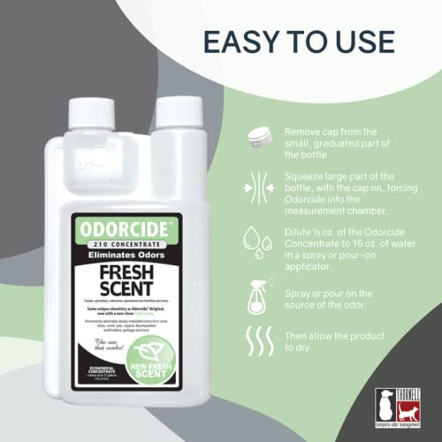Image of Odorcide Odor Eliminator Concentrate: Odor Eliminator for Strong Odor on Carpets, Hardwood & More - Smoke, Sweat & Pet Odor Eliminator for Home w /Non-Enzymatic Formula - Fresh Scent - 16 oz