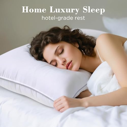 Image of viewstar Bed Pillows Queen /Standard Size Set of 2, Firm Down Alternative | Bedding, Hotel Quality, Fluffy, Oeko-Tex Certified, Plump Filling, Machine Washable, for Side Back Sleepers, White