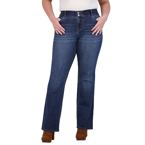 Women's Plus Size Jeans for Women - High Rise Elastic Plus Size Bootcut Jeans for Women - 32
