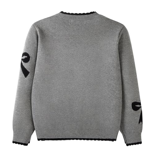 Danny D Girl Bow Sweater Cardigan Open Front Button Down Long Sleeve Knitwear Coat3