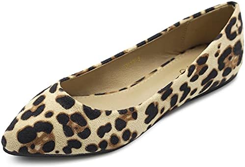 Ollio Women's Ballet Comfort Light Faux Suede Multi Color Shoe Flat ZM1038(7.5 B(M) US, Leopard)