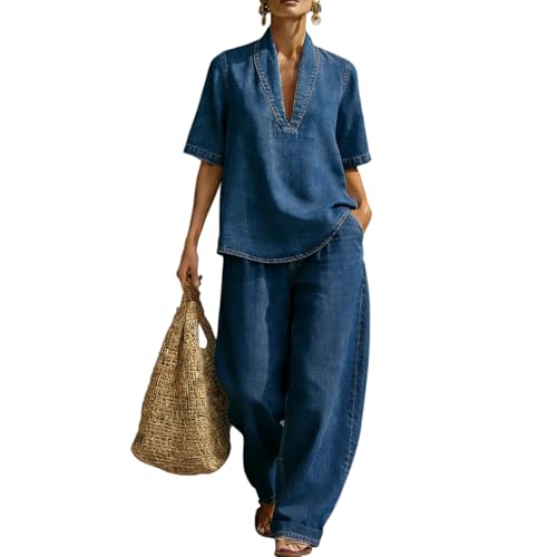 Denim Set for Women 2 Piece Outfits 2026 Summer Short