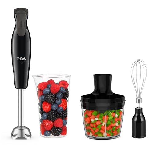 Consejos para Comprar batidoras de inmersion disponible en línea. 41 T-fal Licuadora de mano Dailychef, Batidora de Inmersión con 300W de potencia, incluye Vaso Medidor de 800ml y Accesorio Picador de 500ml, HB5538X0