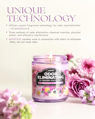 Image of AOOVOO Dreamy Garden 2 Pack Odor Eliminating Highly Fragranced Candle - Eliminates 95% of Pet, Smoke, Food and Other Smells Quickly, Non Toxic Air Freshing Soy Candle, 18 oz Up to 100 Hours Burn time