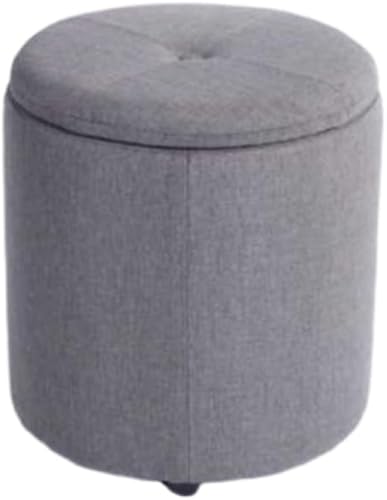 Taburete otomano moderno tapizado redondo reposapiés otomano con pies antideslizantes otomana de almacenamiento de tela para sala de estar, muebles