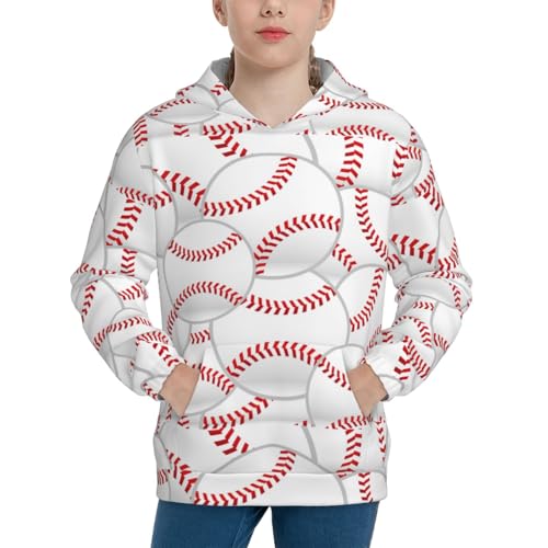Baseballs Kid Hoodies Boys Sweatshirts Girls Pullover with Pocket - Main Image