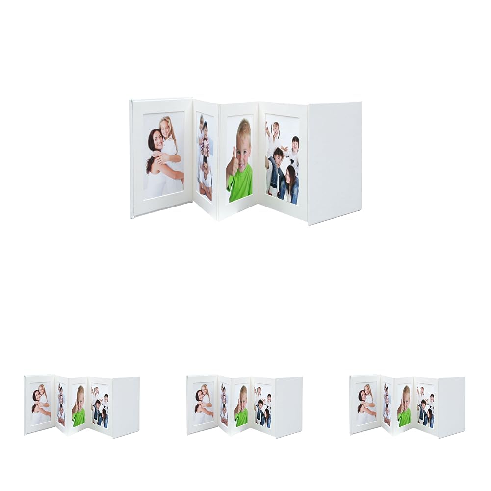 Deknudt Leporello weiß 8 x 10 x 15 Leder für 8 Bilder A66DC18PH (Packung mit 4)