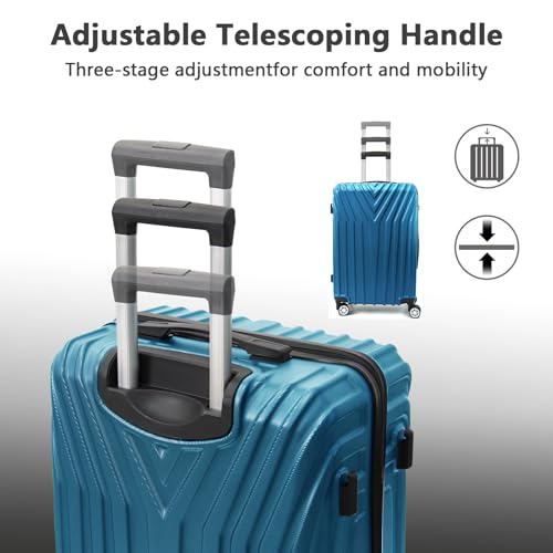 VANELC ABS Hard Shell 3-Piece Luggage Sets(20/24/28) with 360°Rotating Wheel and TSA Lock Men and Women Ideal for Business Trips and Family Getaways (Drak Blue, 3PCS)2