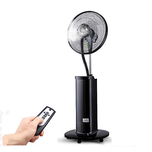 Ventilador de Pedestal, Ventilador de nebulización oscilante con Pantalla LED, Control Remoto, 3 velocidades y Modos silenciosos, Temporizador programado de 15 h para el hogar y la Oficina con Poco