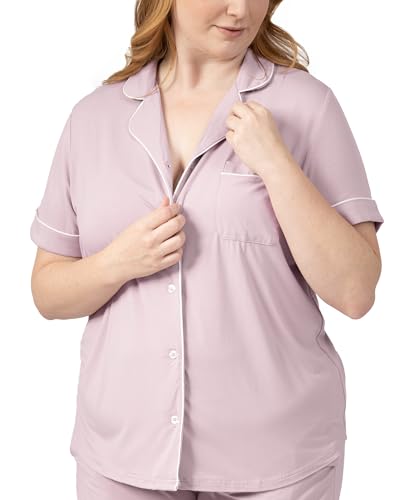 Image of Kindred Bravely Clea Short Sleeve Pajama Set, Maternity & Nursing Sleepwear | Soft button-down breastfeeding sleepwear with pockets and elastic waist, breathable for pregnancy through hospital and beyond