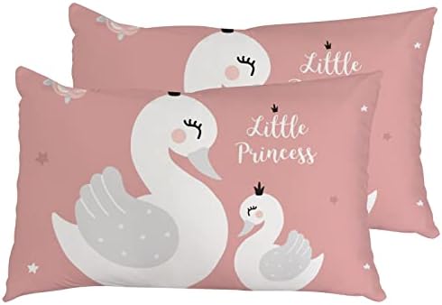 XOLLAR Pillow Shams Set of 2 Standard Size, Swan Mom Baby Decorative Bedding Pillowcase Throw Pillow Cover for Sofa Zipper Closure, 20 x 26 inch