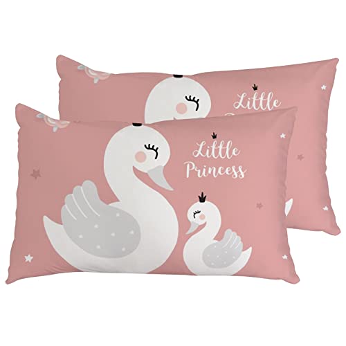 Xollar Pillow Shams Set Of 2 Standard Size, Swan Mom Baby Decorative Bedding Pillowcase Throw Pillow Cover For Sofa Zipper Closure, 20 X 26 Inch #TOP3