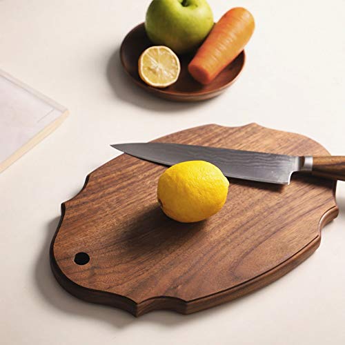 Tagliere da Cucina in Legno di Noce per Carne, Formaggio, Pane, Verdure, Frutta, Adatto per Coltelli da Cucina, D,D