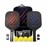 OZBEGO Pickleball Set 2 Schläger aus Carbon – inkl. 4 Bälle, Tasche, Overgrips & Handgelenkbänder – Leicht, rutschfest & langlebig – Für Anfänger & Fortgeschrittene