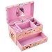 SONGMICS Kid's Musical Jewelry Box with Ballerina, Music Box, Cute Animal Motif with Foxes, You are My Sunshine Melody, Pink UJMC017PK