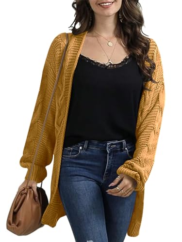 Image of Womens Oversized Chunky Open Front Cardigan Sweaters Cable Knit Long Sleeve Cardigans Outwear Coats