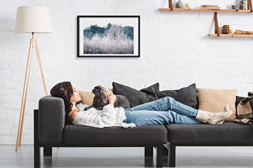 Affiche décorative 60x40 cm arbres d'hiver sous cadre bois MDF - 2